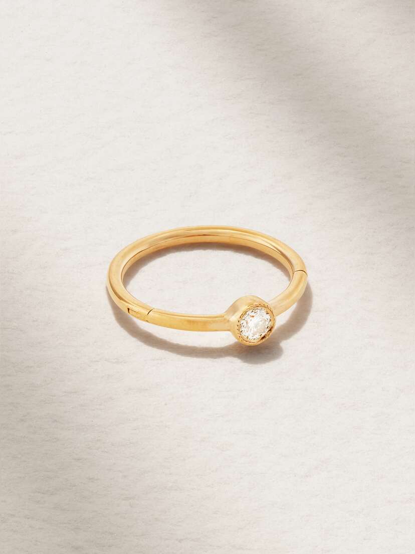 MARIA TASH 9.5mm 18-karat Gold Diamond Hoop Earring