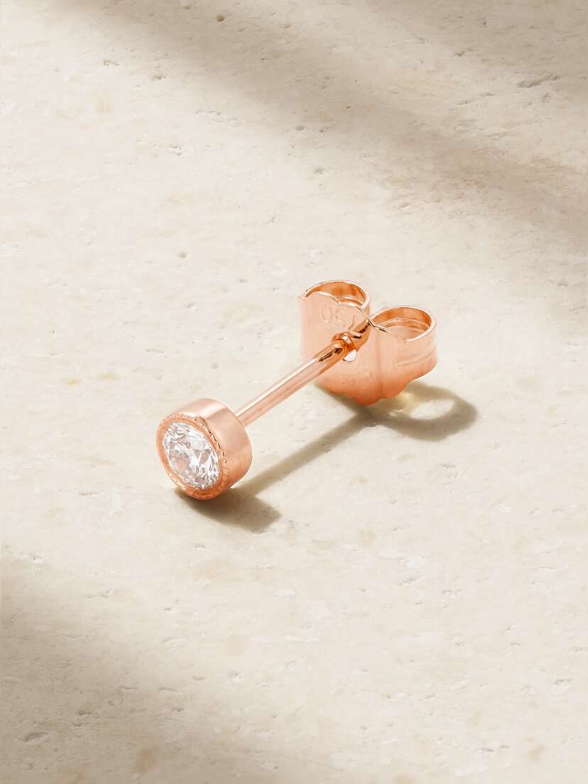 MARIA TASH Scalloped 2.5mm 18-karat Rose Gold Diamond Earring