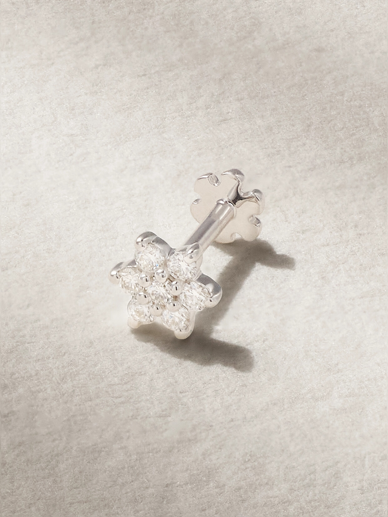 MARIA TASH - 4.5mm 18-karat White Gold Diamond Earring - Silver