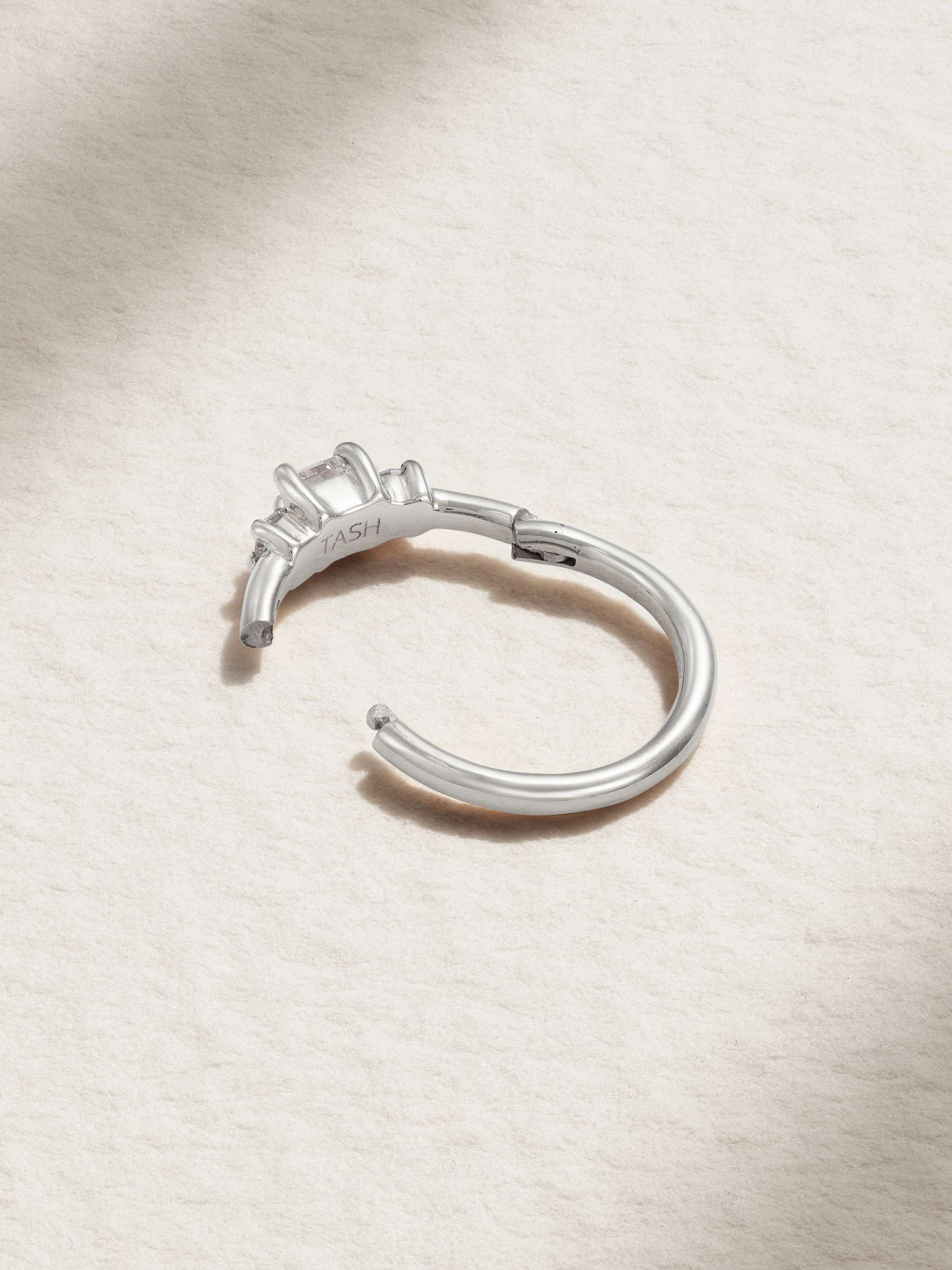 MARIA TASH 8mm 18-karat white gold diamond hoop earring