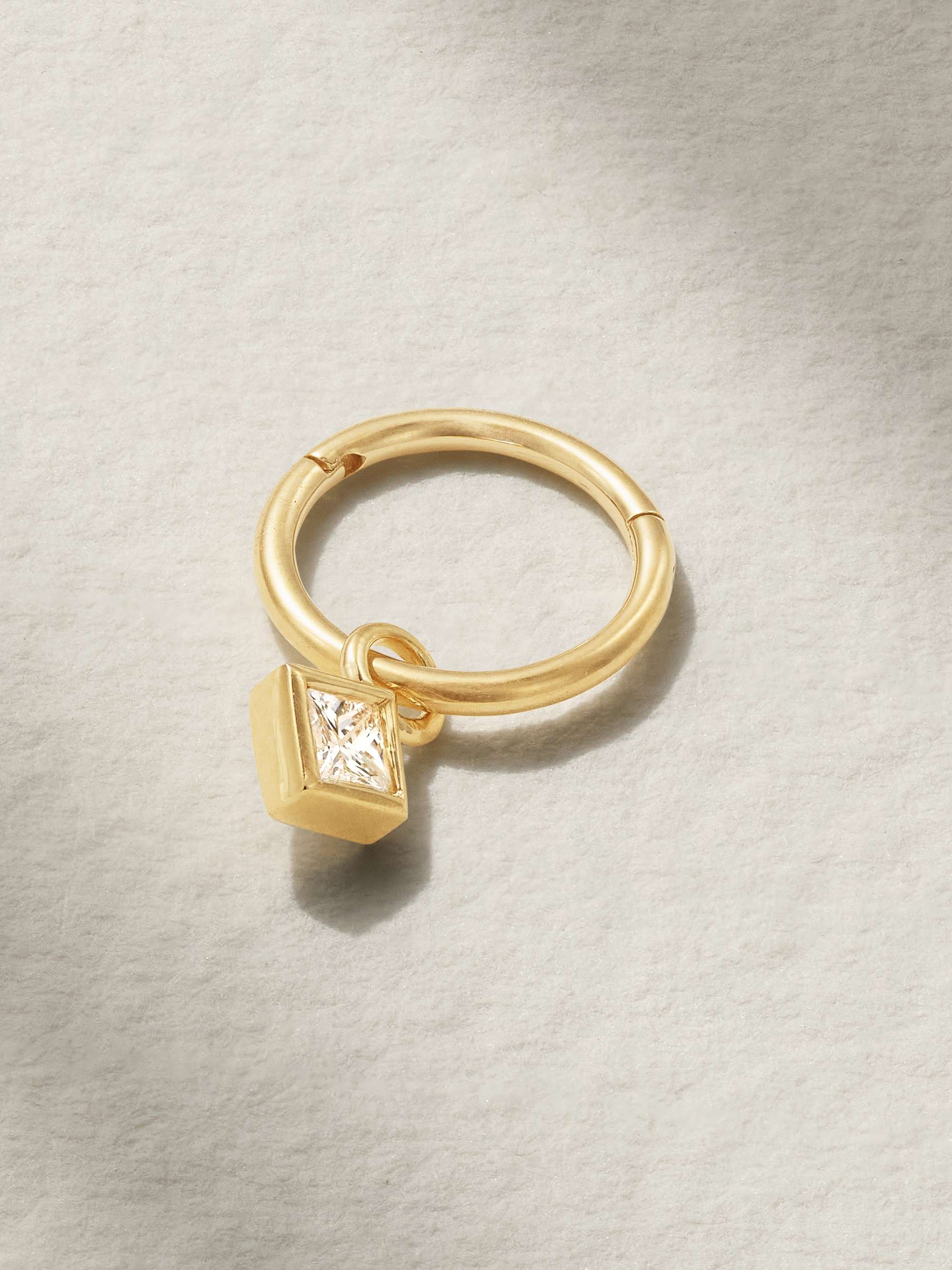 MARIA TASH 2.5mm 18-karat gold diamond hoop earring