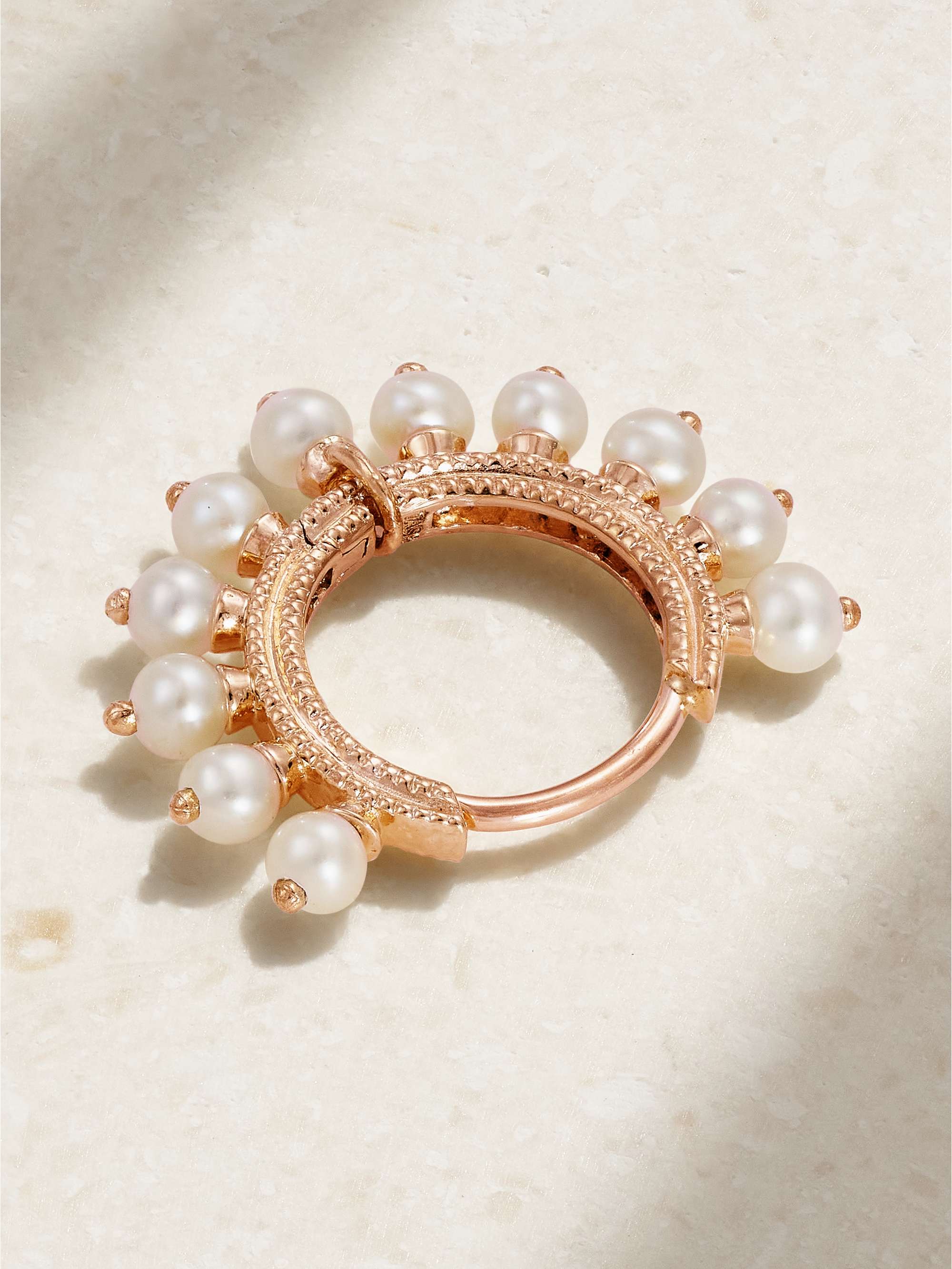 MARIA TASH 8mm 14-karat gold pearl hoop earring