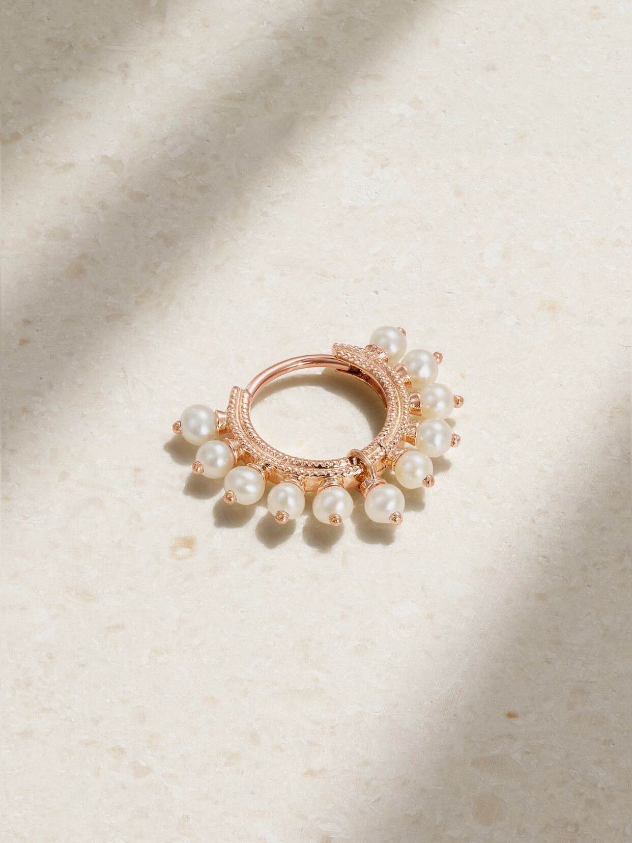 MARIA TASH - 8mm 14-karat Rose Gold Pearl Hoop Earring - One size