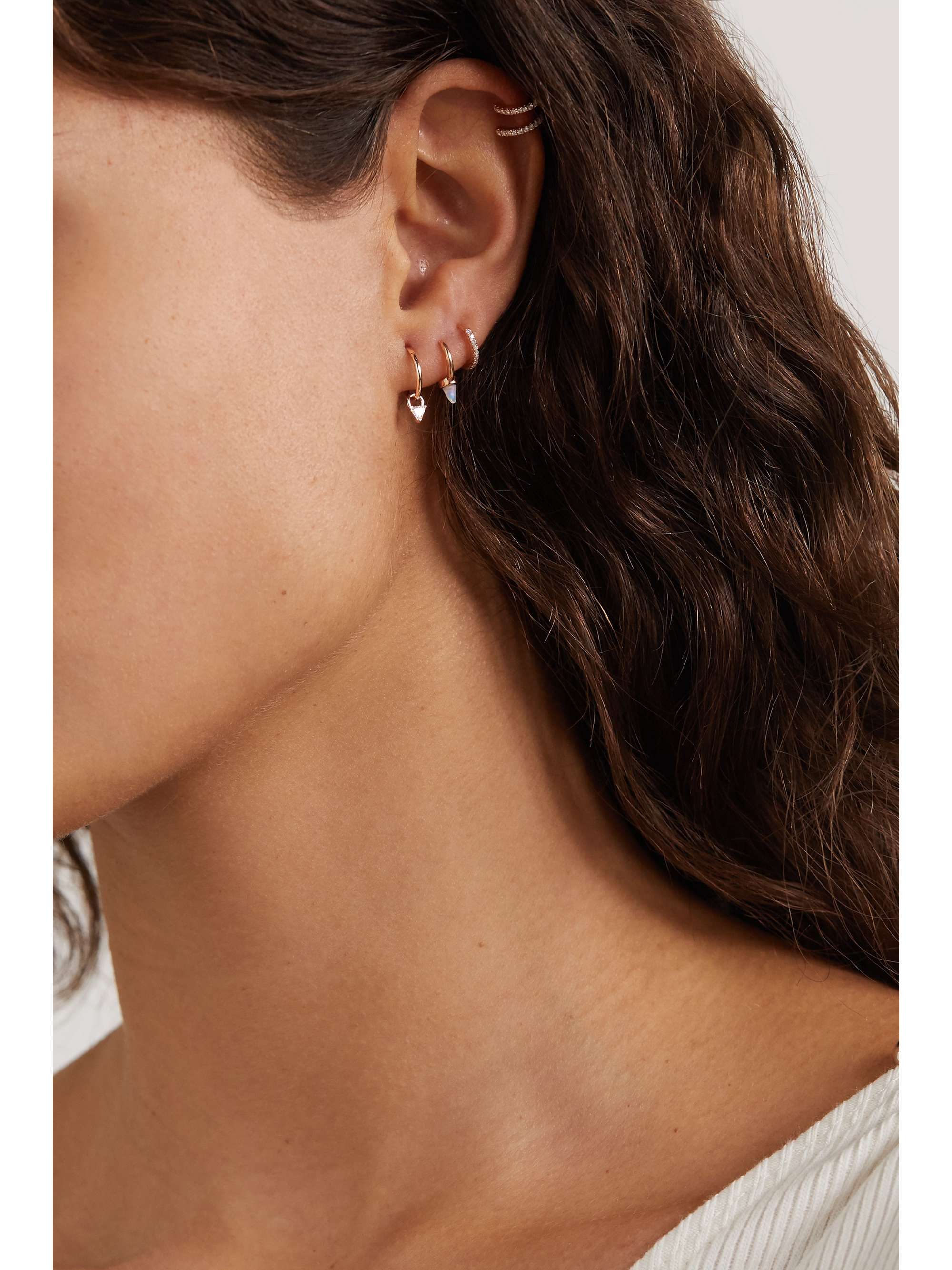 MARIA TASH 18-karat gold diamond hoop earring