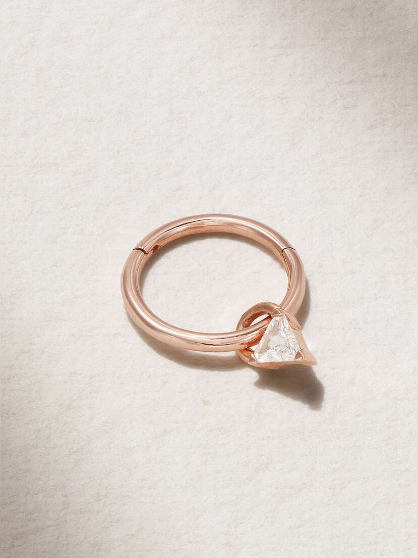 MARIA TASH 8mm 18-karat Rose Gold Diamond Hoop Earring