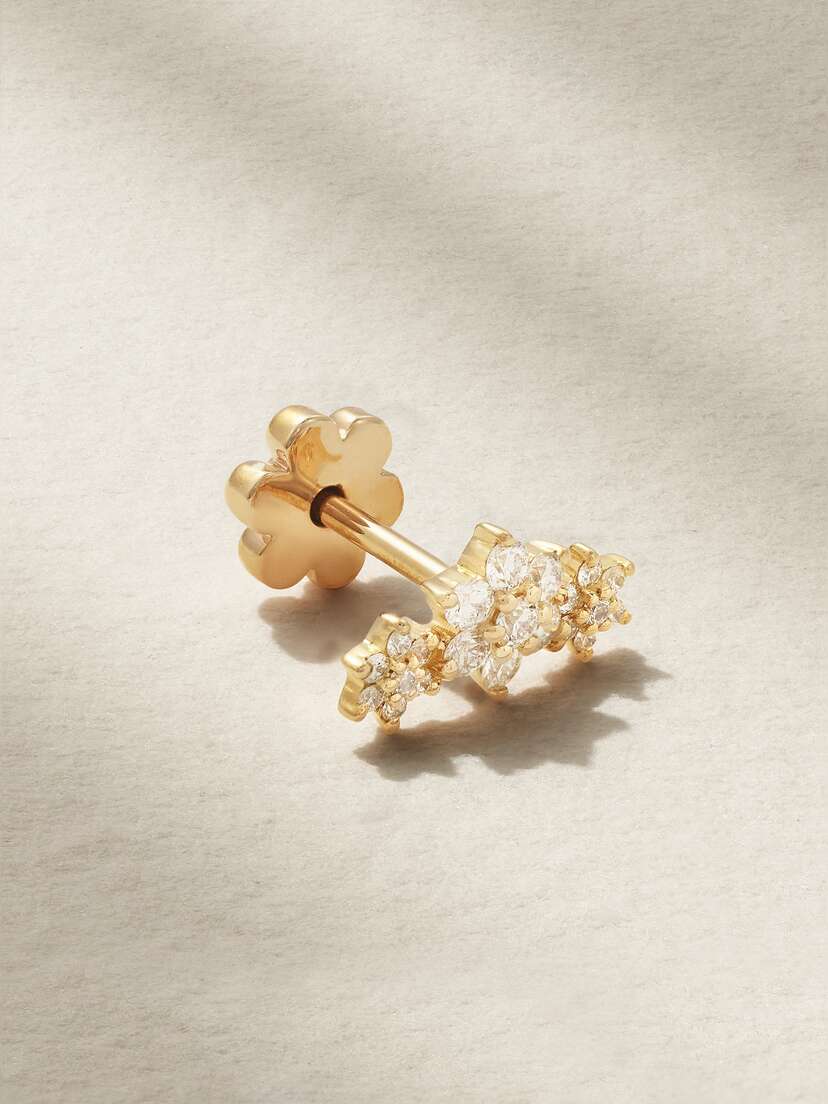 MARIA TASH Flower Garland 18-karat Gold Diamond Earring