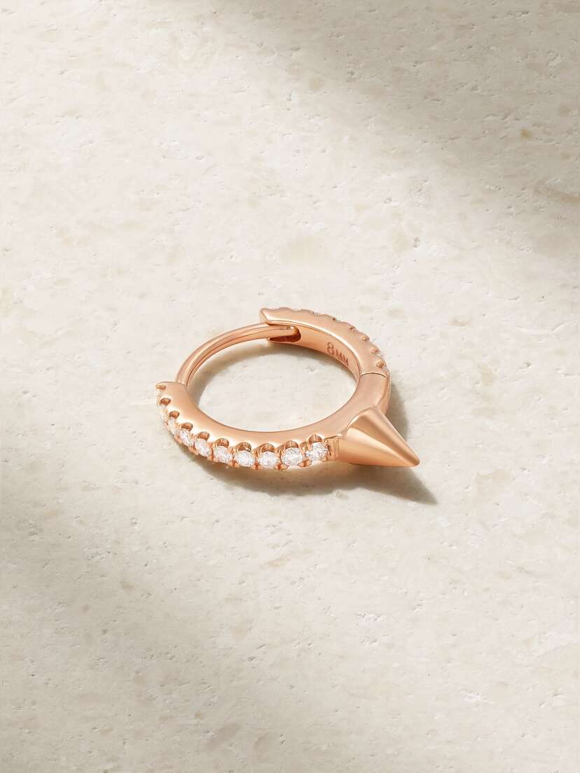 MARIA TASH Eternity 8mm 18-karat Rose Gold Diamond Hoop Earring