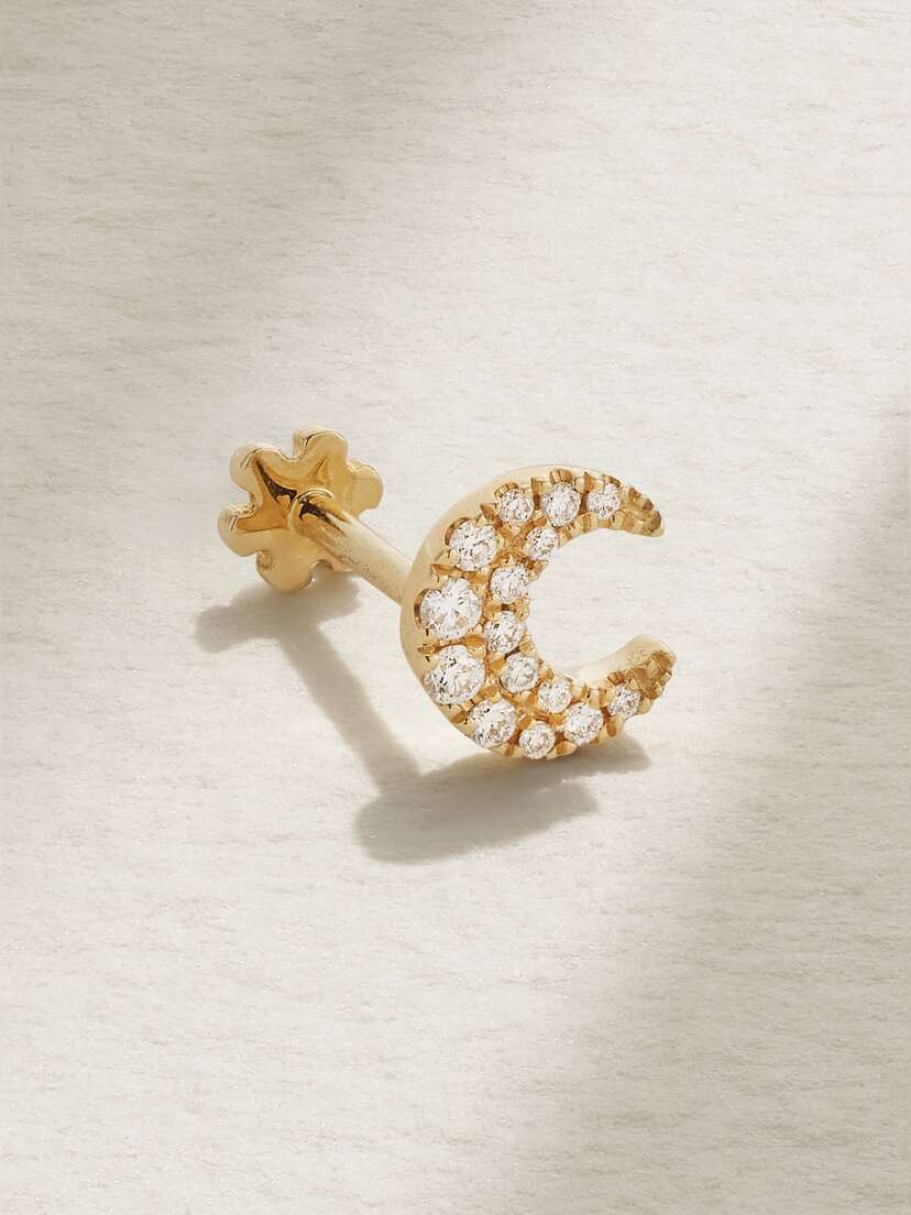 MARIA TASH Moon 18-karat Gold Diamond Earring