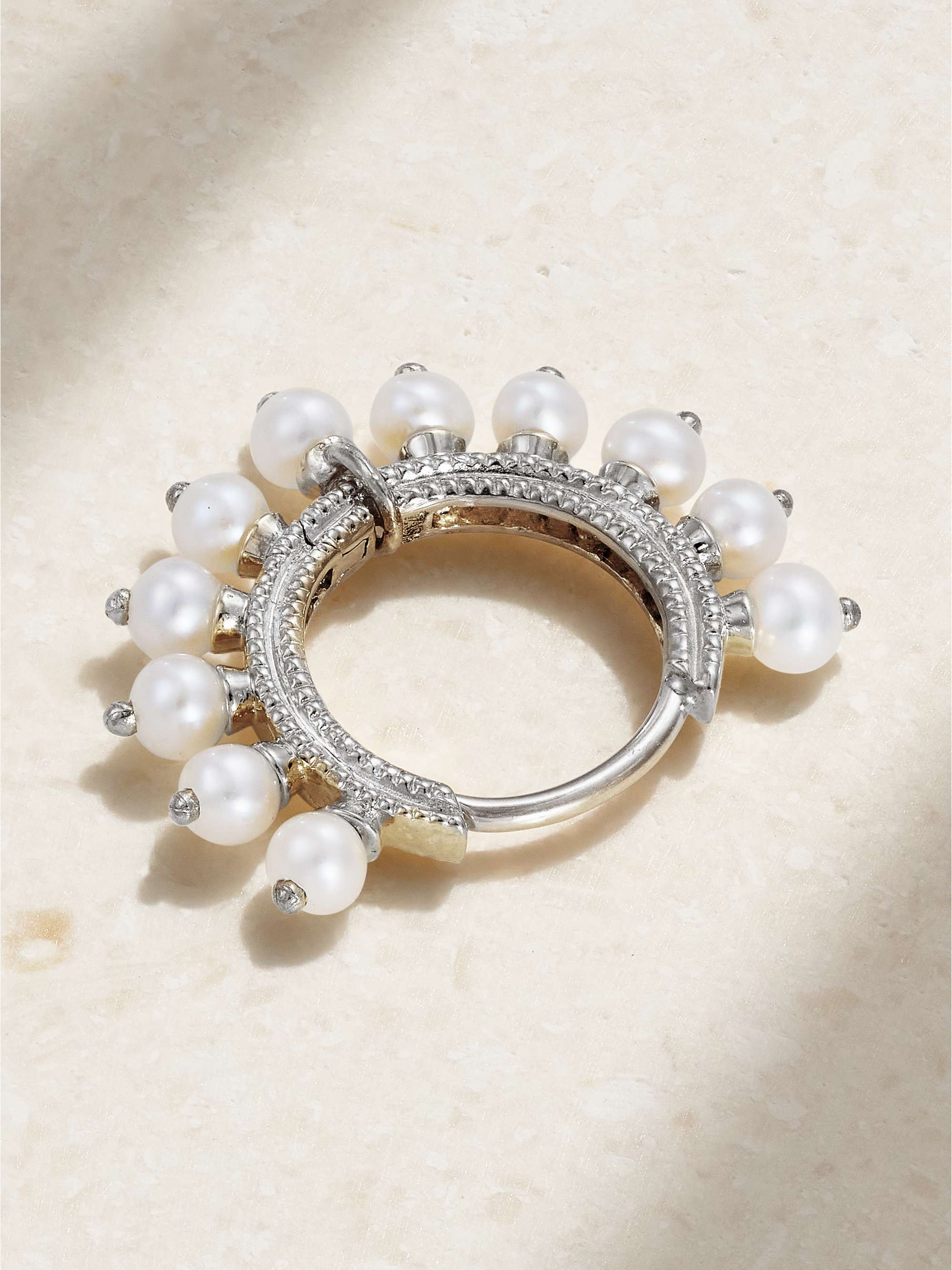 MARIA TASH 8mm 14-karat gold pearl hoop earring