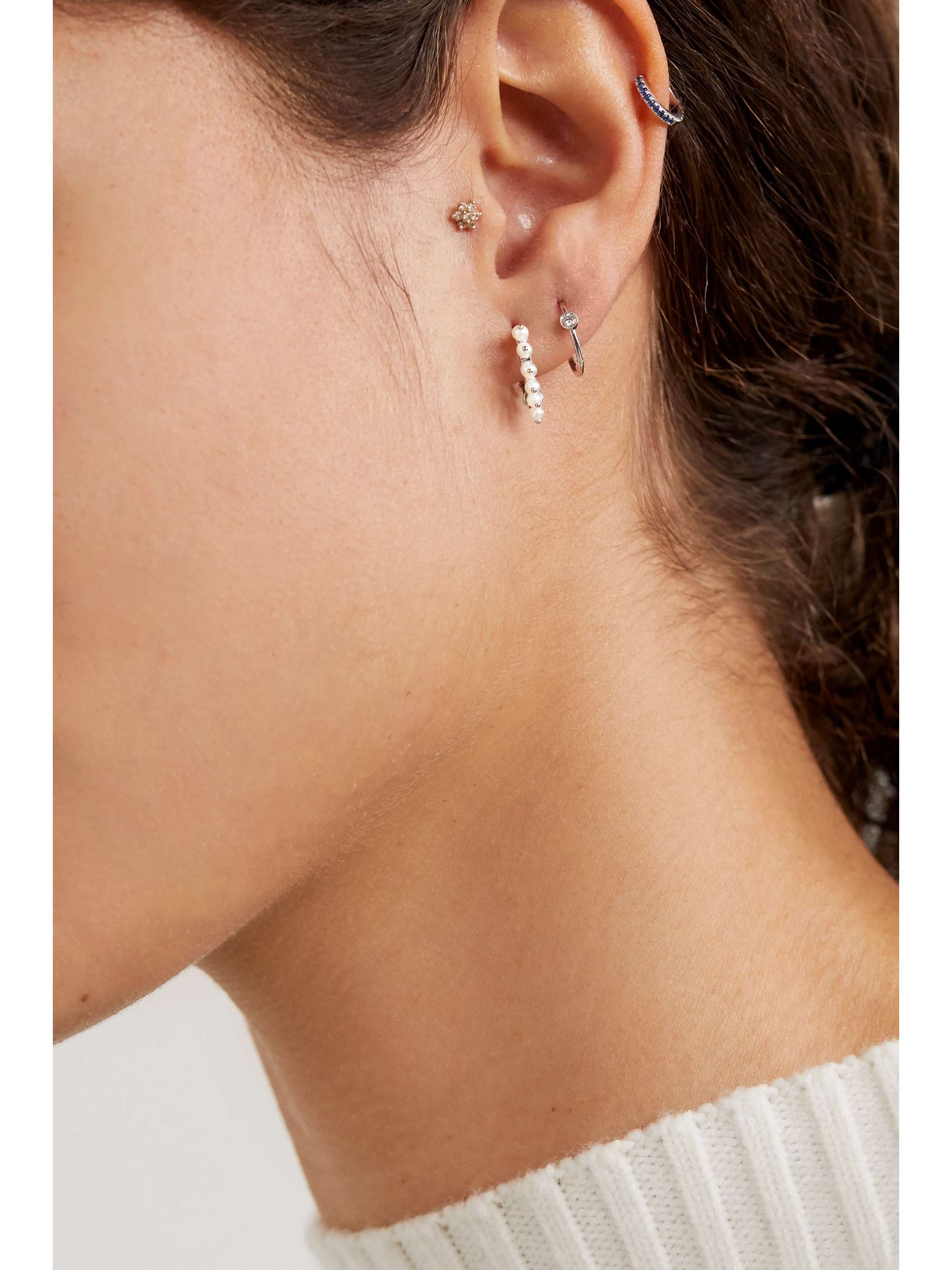 MARIA TASH 8mm 14-karat gold pearl hoop earring
