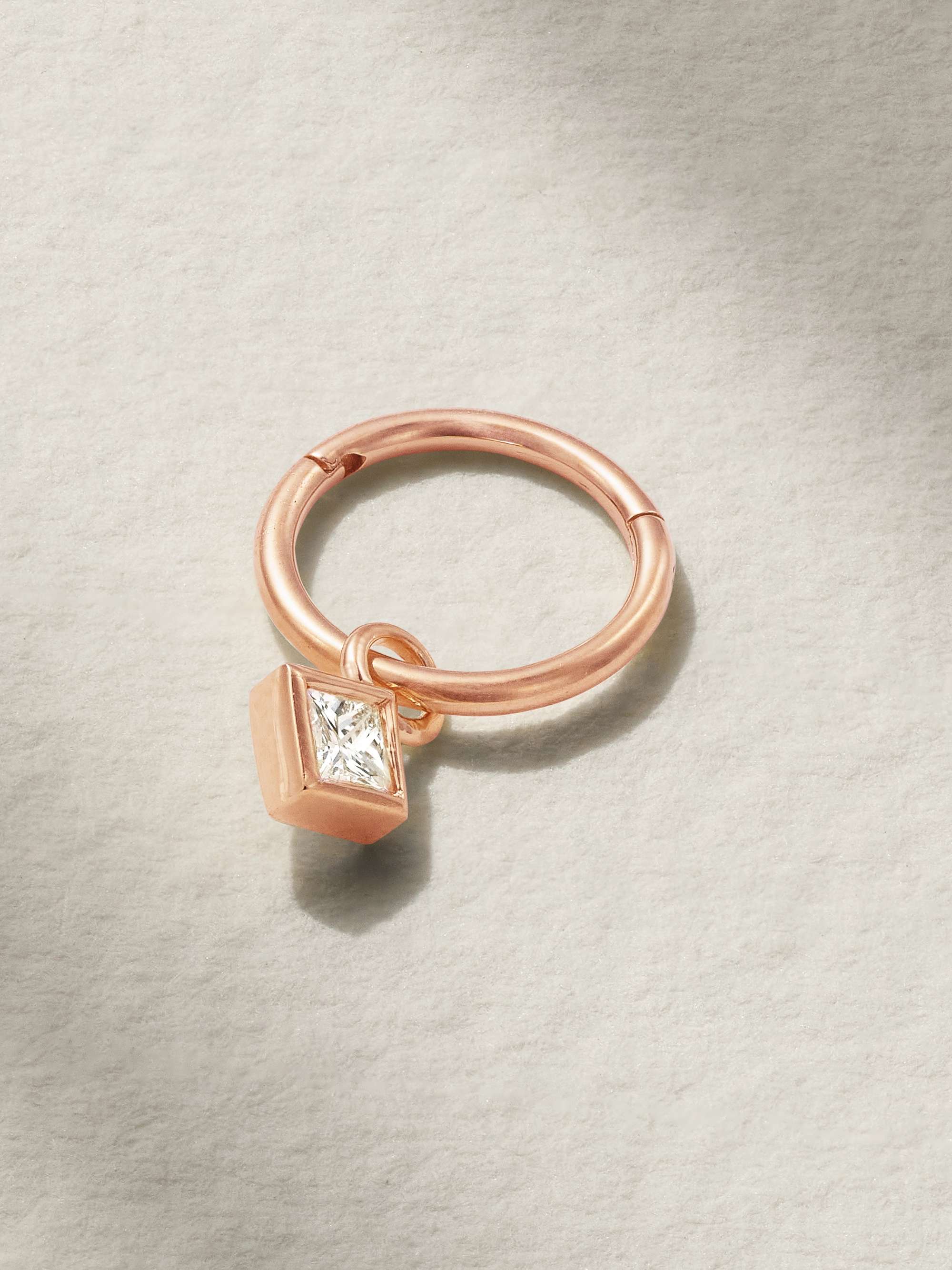 MARIA TASH 2.5mm 18-karat gold diamond hoop earring