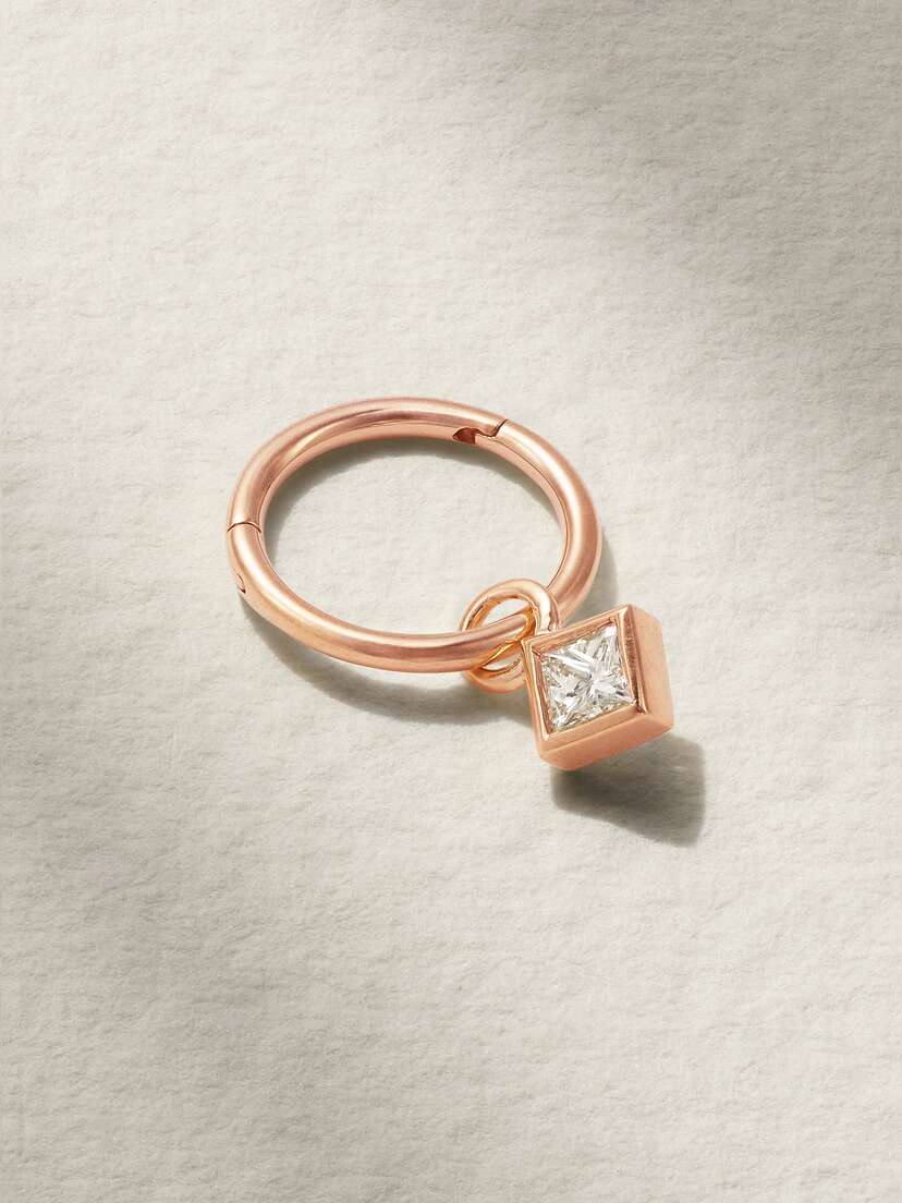 MARIA TASH 18-karat Rose Gold Diamond Hoop Earring