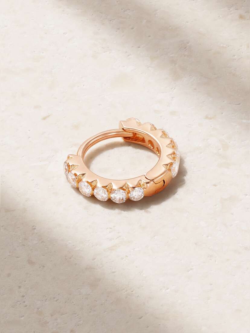 MARIA TASH Eternity 6.5mm 18-karat Rose Gold Diamond Hoop Earring