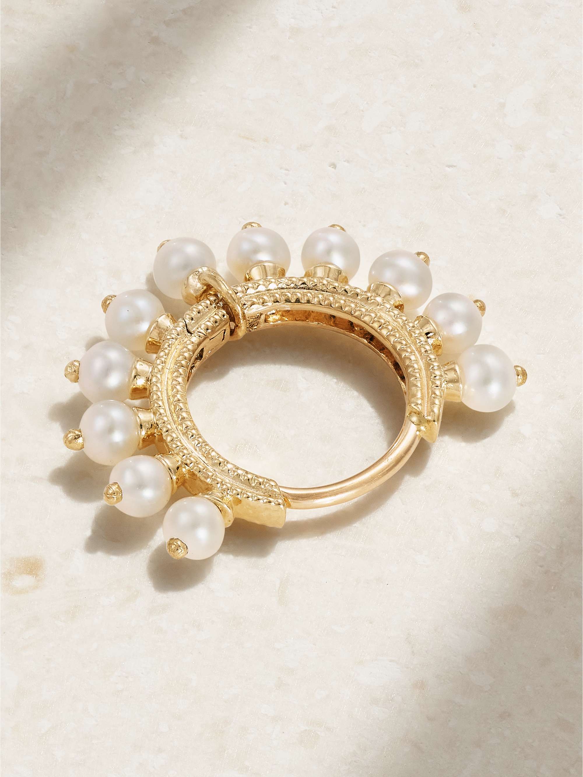 MARIA TASH 8mm 14-karat gold pearl hoop earring