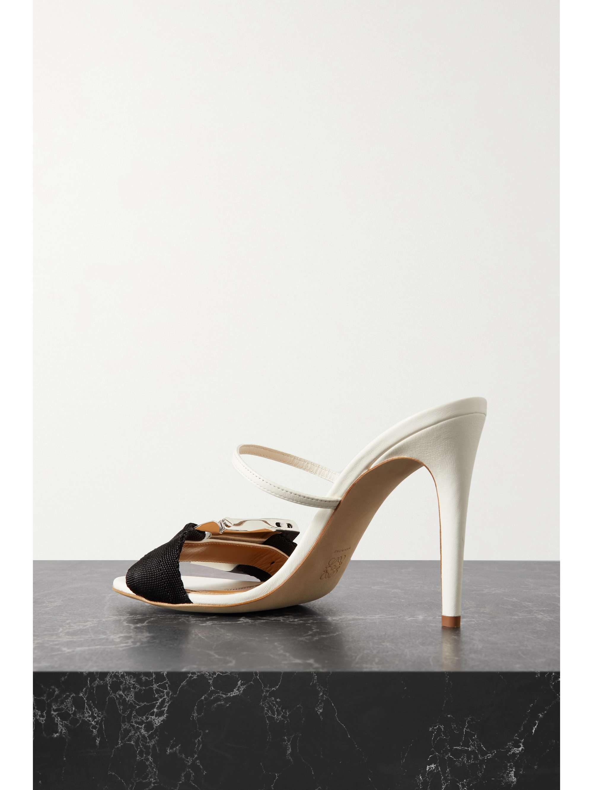 LOEWE Buckled canvas and leather mules