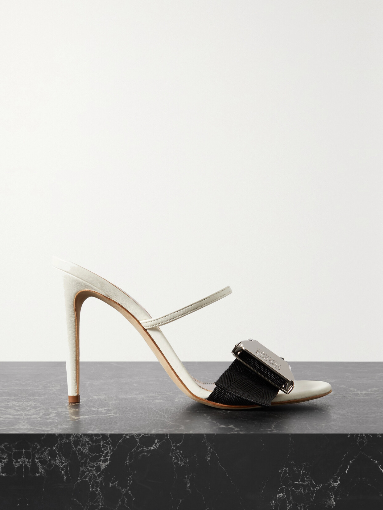 Loewe - Buckled Canvas And Leather Mules - White