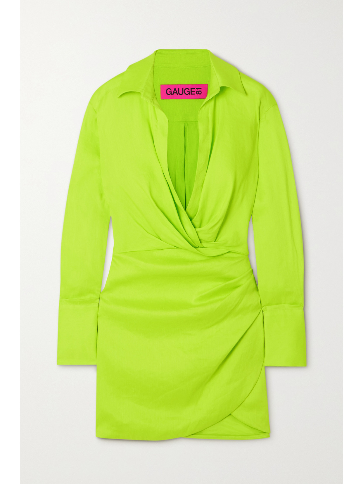 Gauge81 Naha Draped Mini Shirt Dress In Green