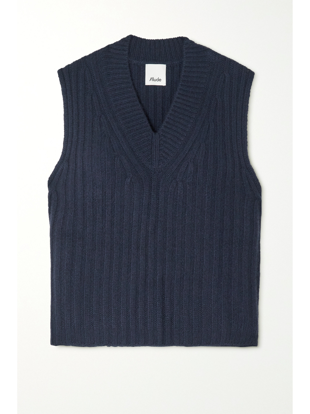 Allude Ribbed Cashmere Vest In Blue | ModeSens