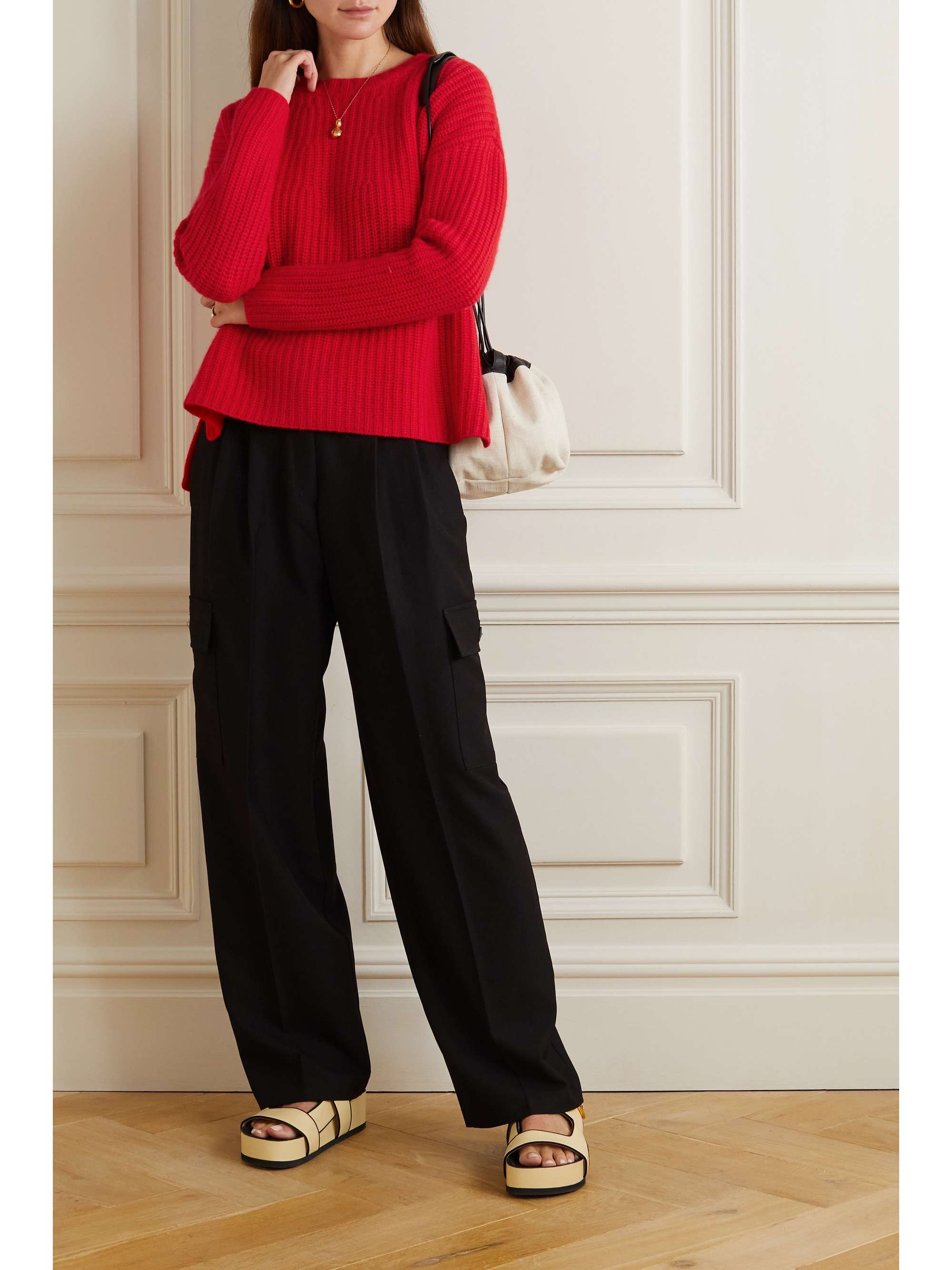 ALLUDE Ribbed wool and cashmere-blend sweater