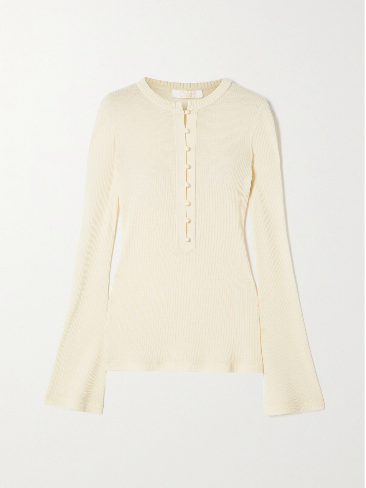 CHLOÉ RIBBED-KNIT WOOL TOP