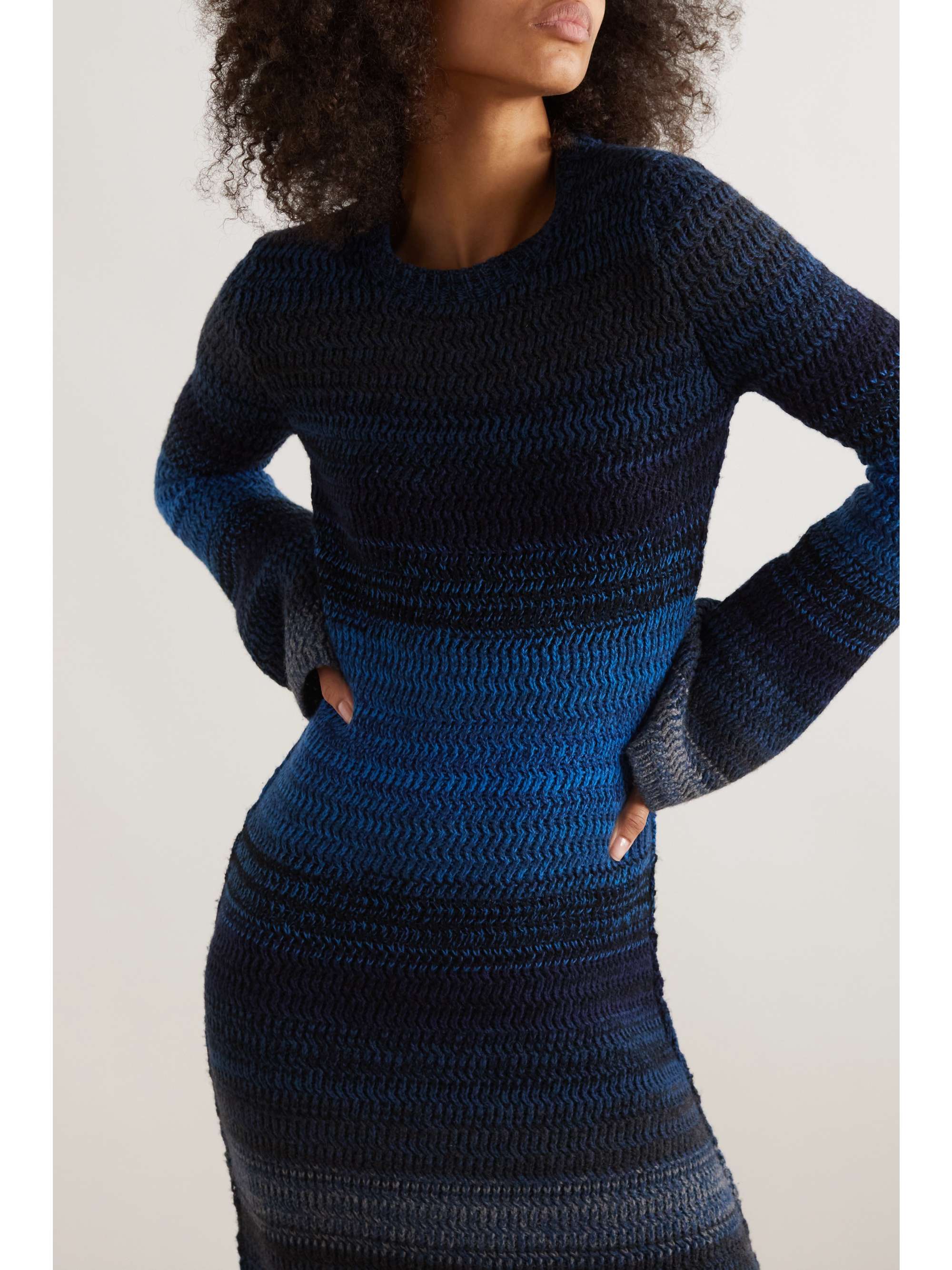 CHLOÉ Striped ribbed cashmere maxi dress