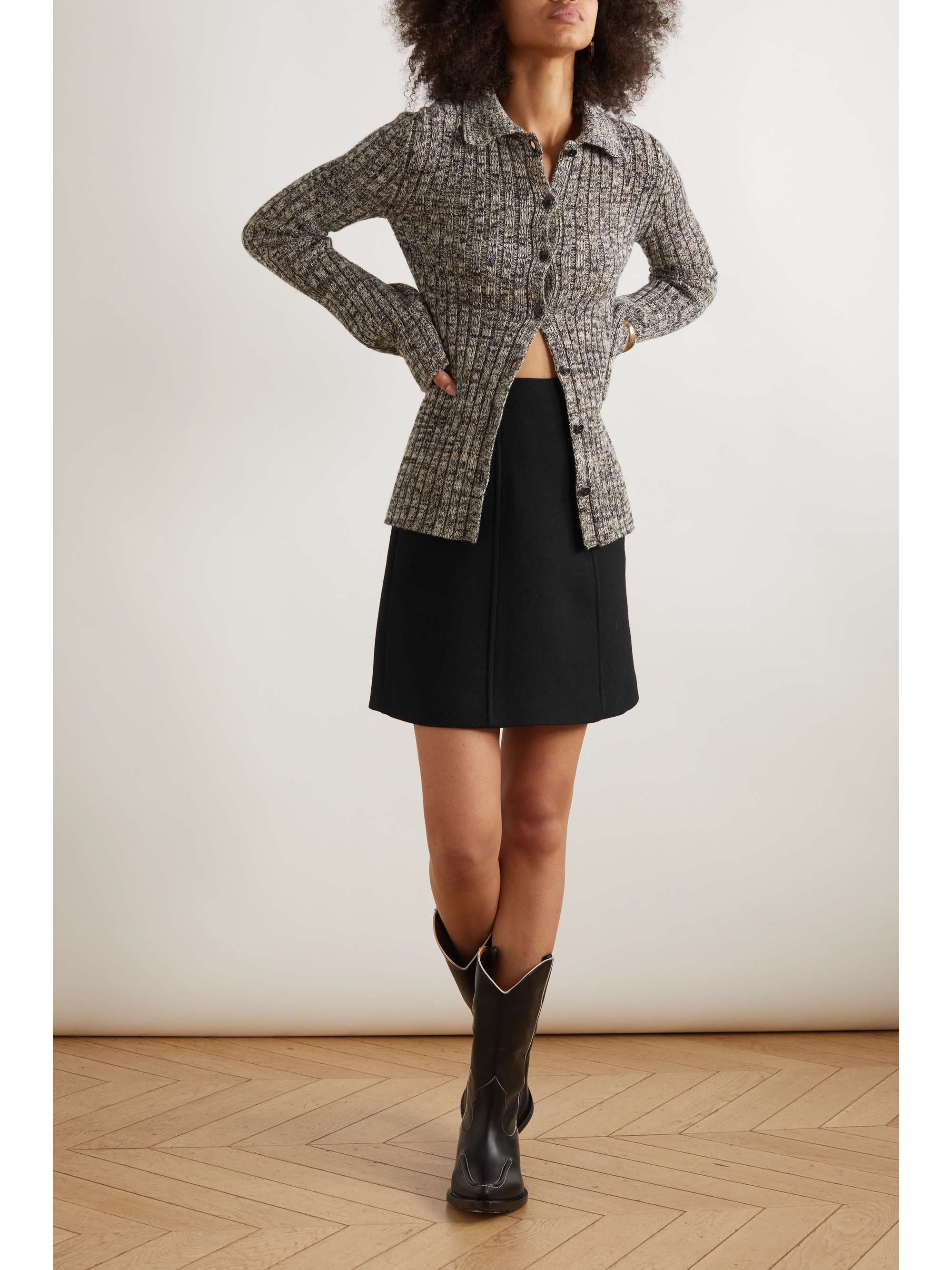 CHLOÉ Paneled wool-felt mini skirt