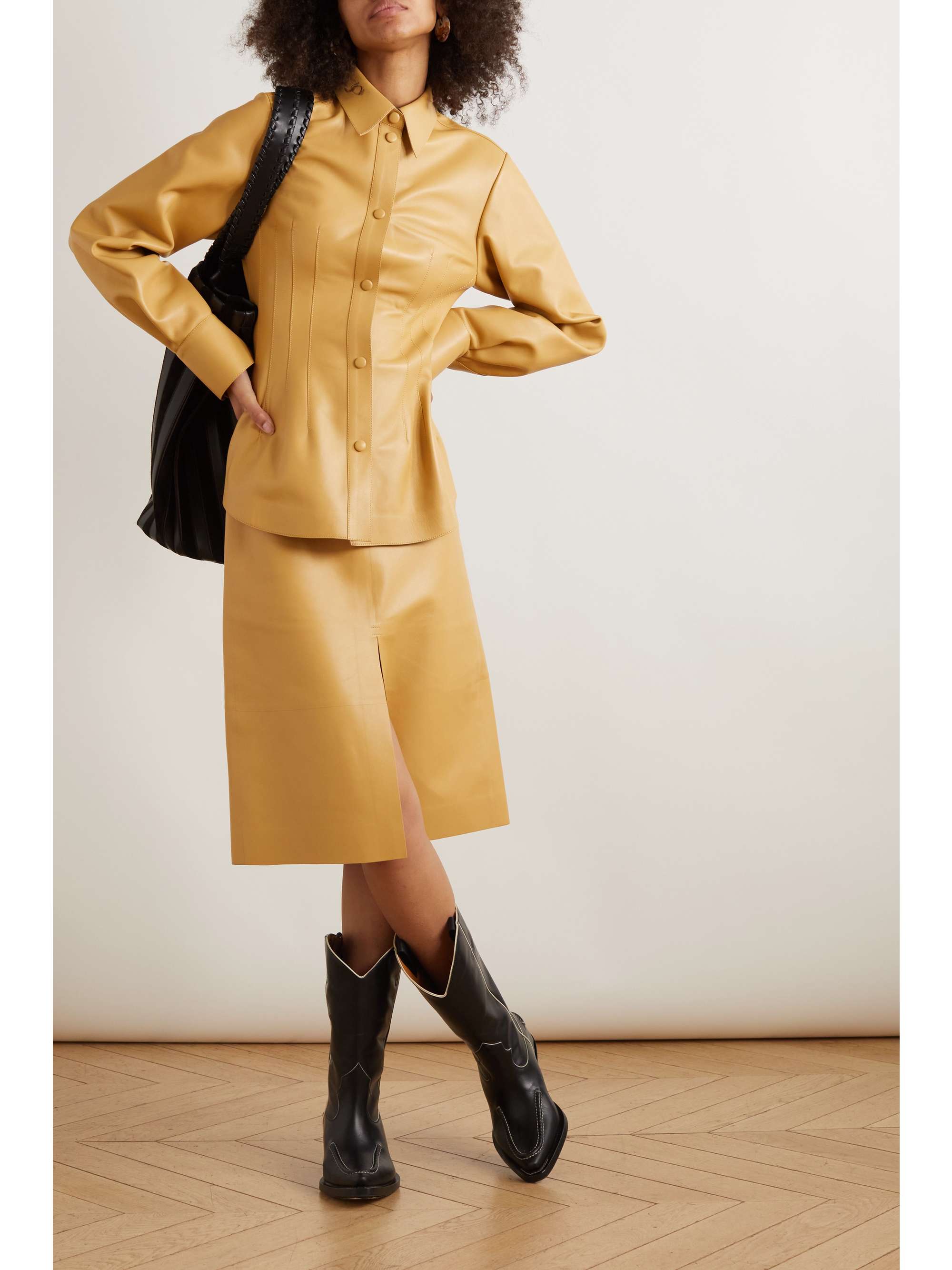 CHLOÉ Leather midi skirt