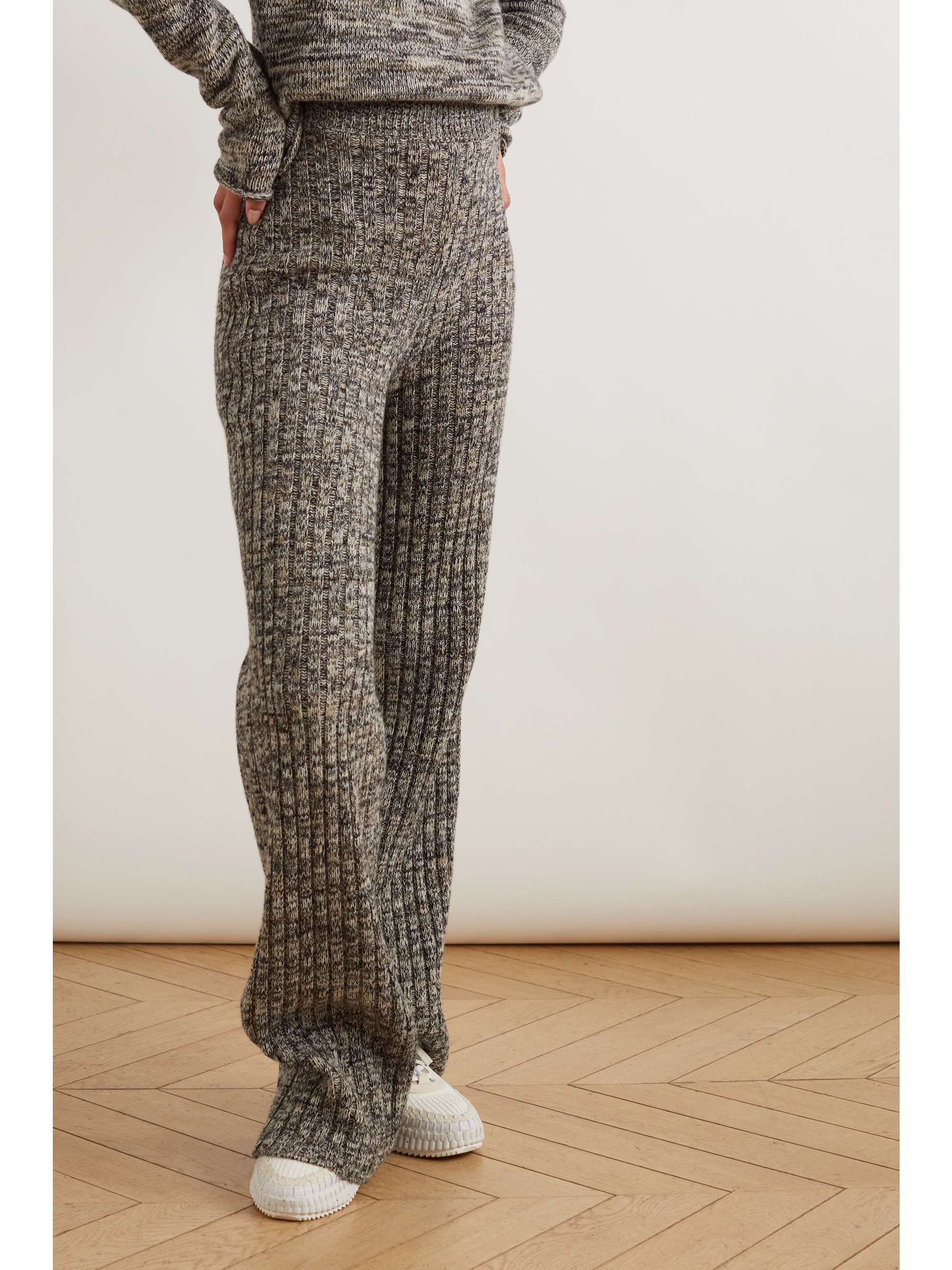 CHLOÉ Ribbed cashmere straight-leg pants