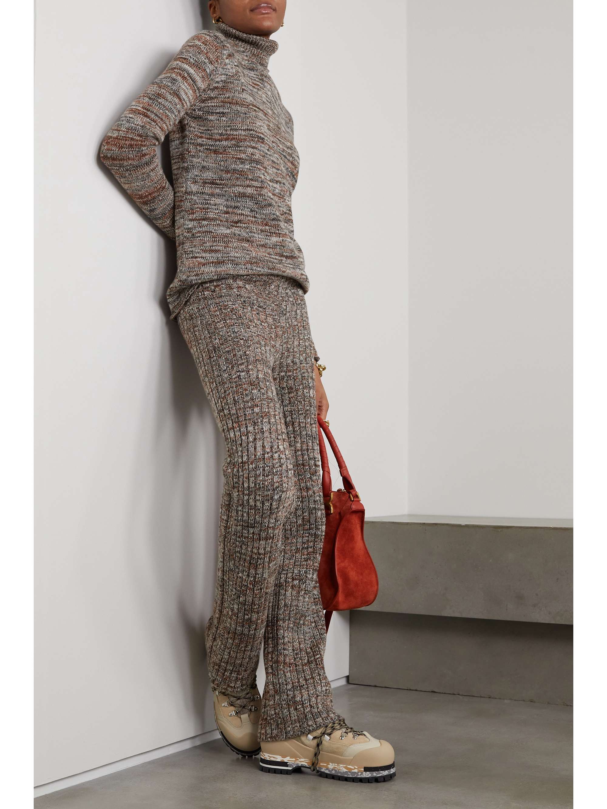 CHLOÉ Ribbed cashmere straight-leg pants
