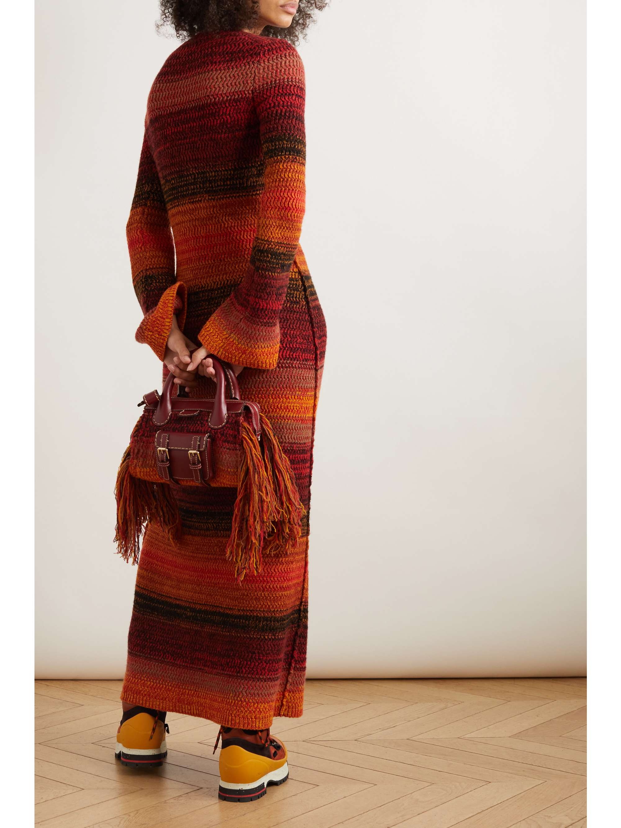 CHLOÉ Striped ribbed cashmere maxi dress