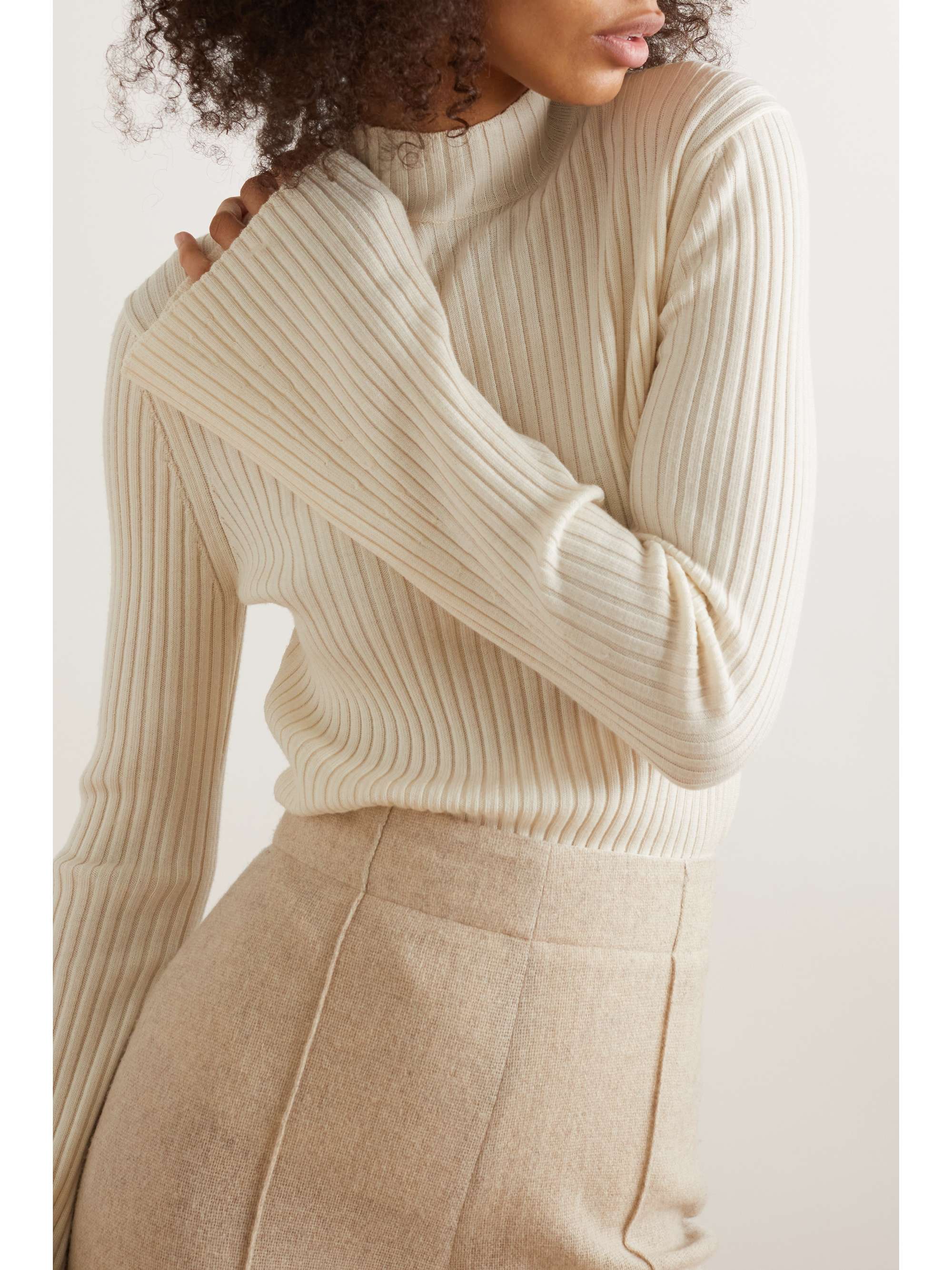 Chloé - Ribbed Wool and Cashmere-Blend Turtleneck Sweater - White - x Small - Net A Porter