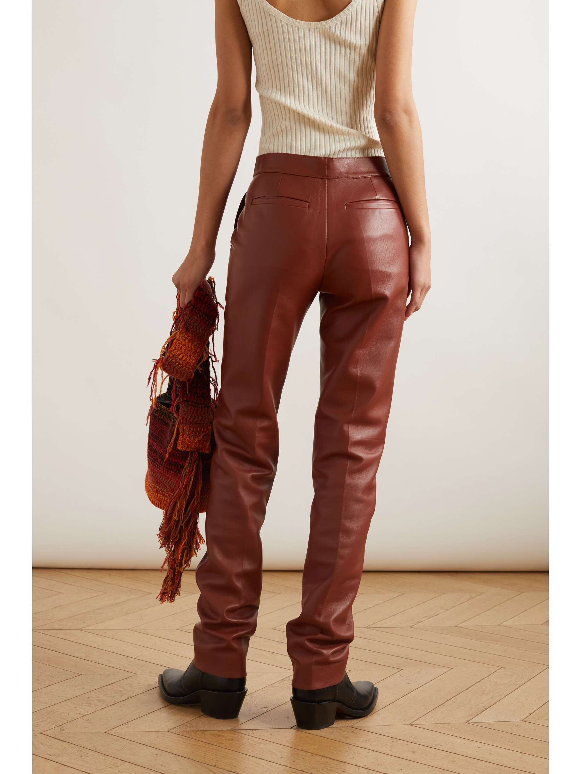 CHLOÉ Leather straightleg pants NETAPORTER