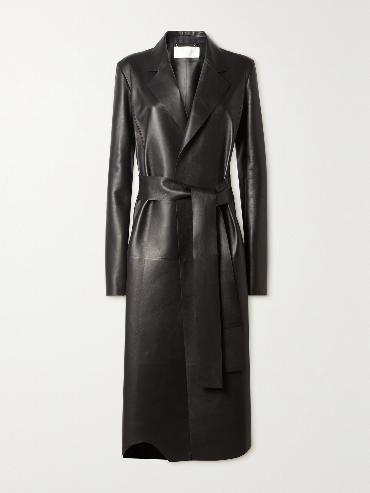 Chloé – Belted Leather Coat – Black