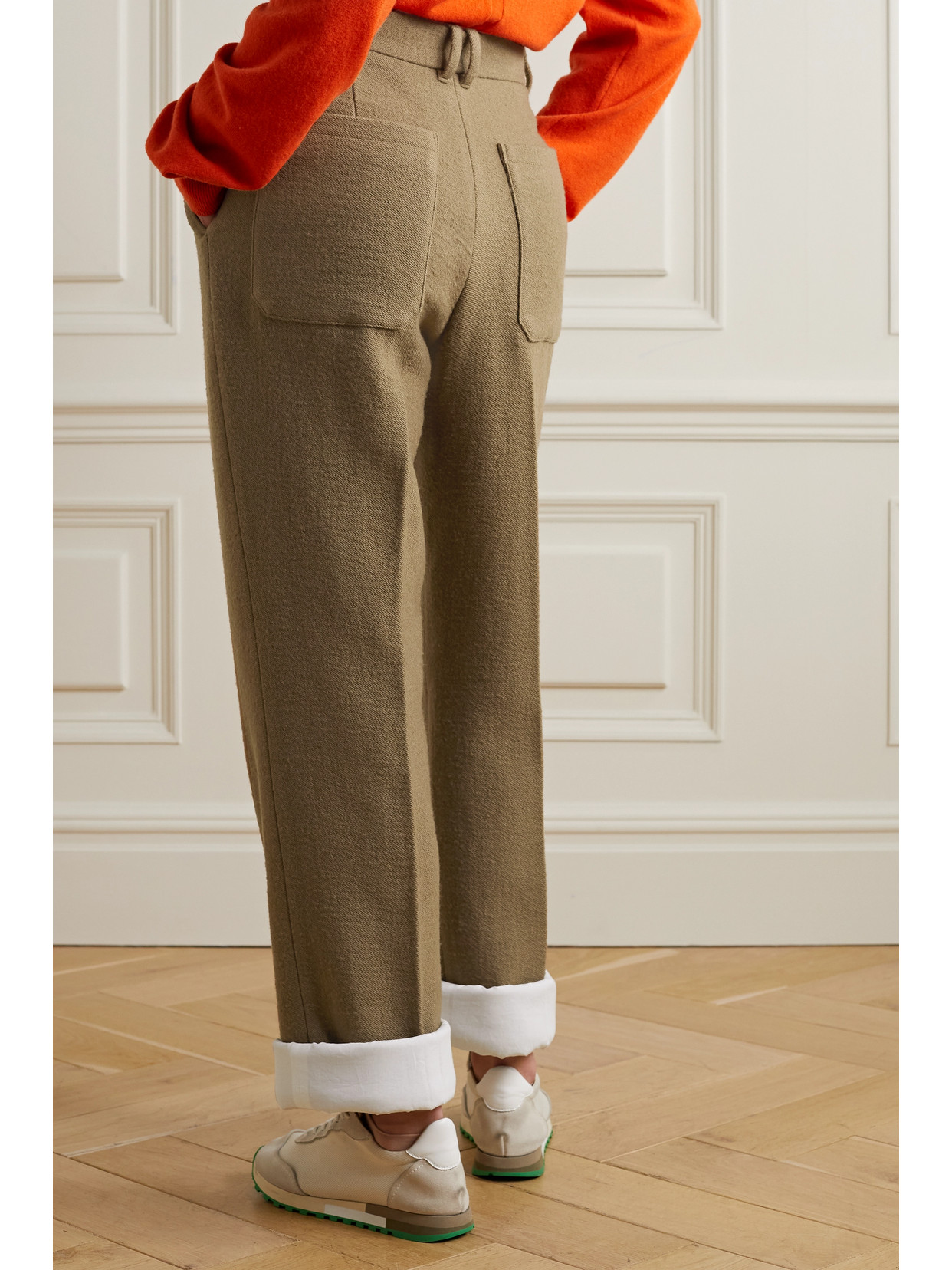 Shop The Row Gustavo Brushed Wool-blend Straight-leg Pants In Brown