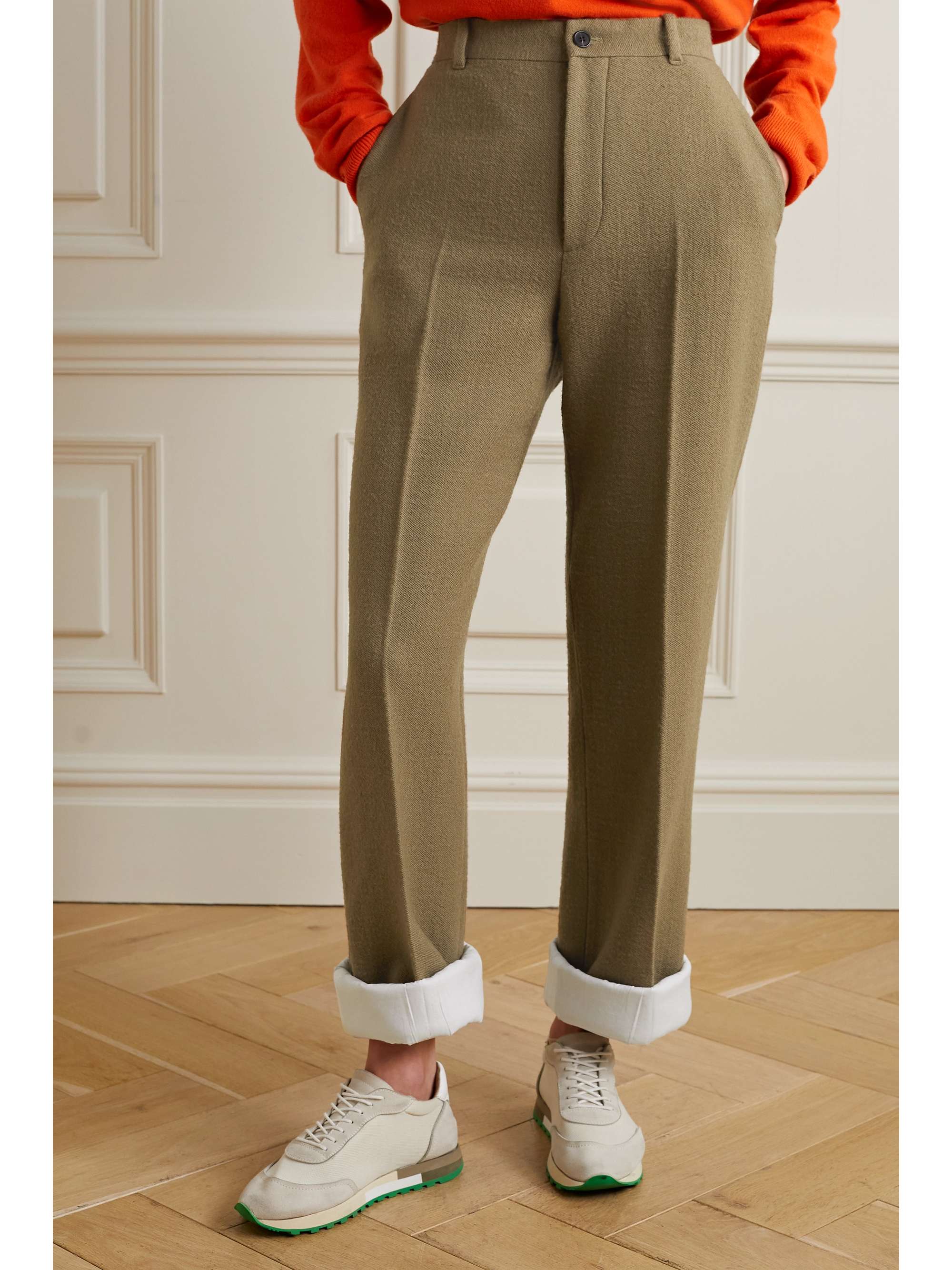 THE ROW Gustavo brushed wool-blend straight-leg pants