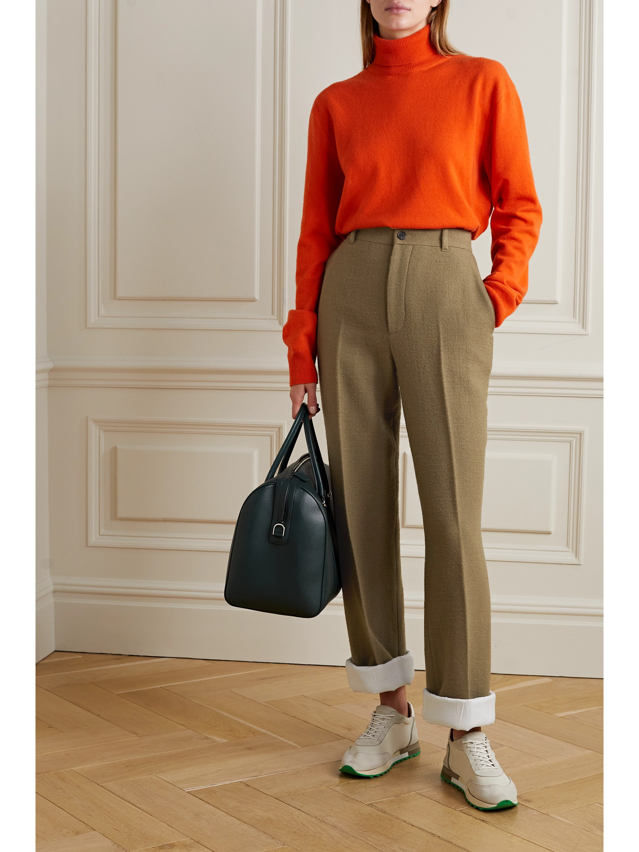 Shop The Row Gustavo Brushed Wool-blend Straight-leg Pants In Brown