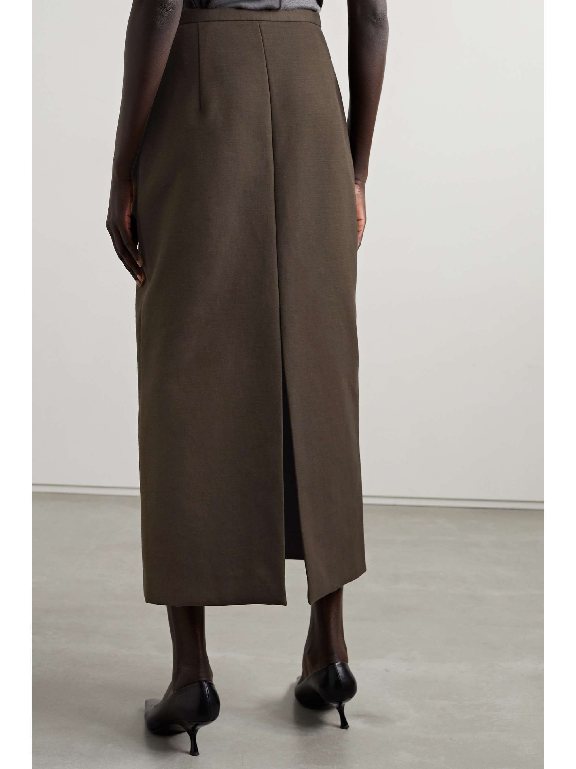 THE ROW Matias cotton and woolblendtwill midi skirt NETAPORTER