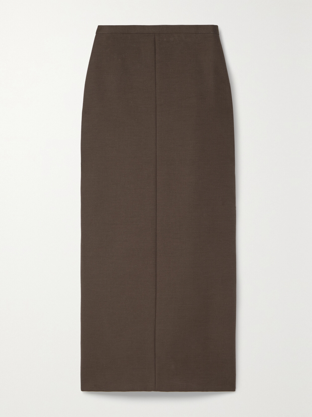 The Row Matias Cotton And Wool-blend-twill Midi Skirt - Brown
