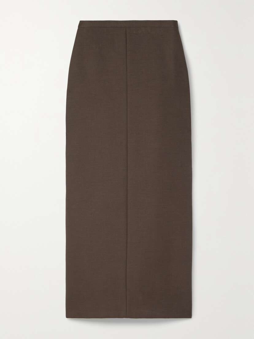 The Row Matias Cotton And Wool-blend-twill Midi Skirt