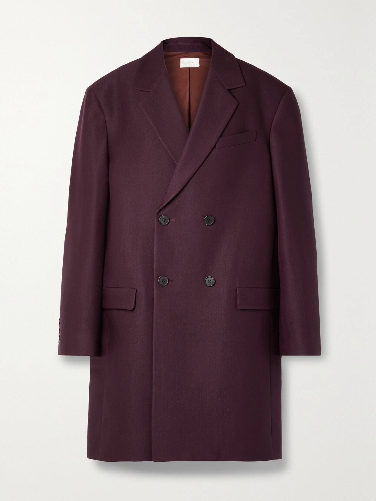 The Row - Callum Oversized Double-breasted Wool-blend Twill Coat - Burgundy