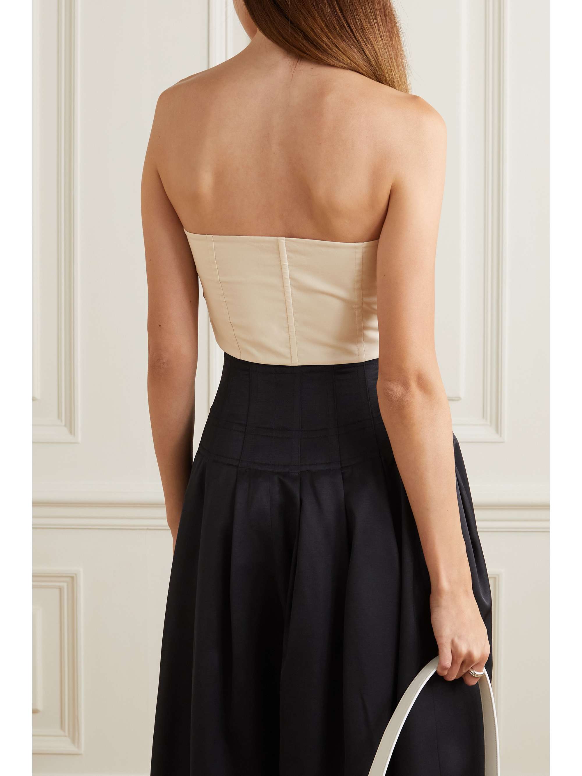 THE ROW Hilde strapless cropped cotton-poplin bustier top