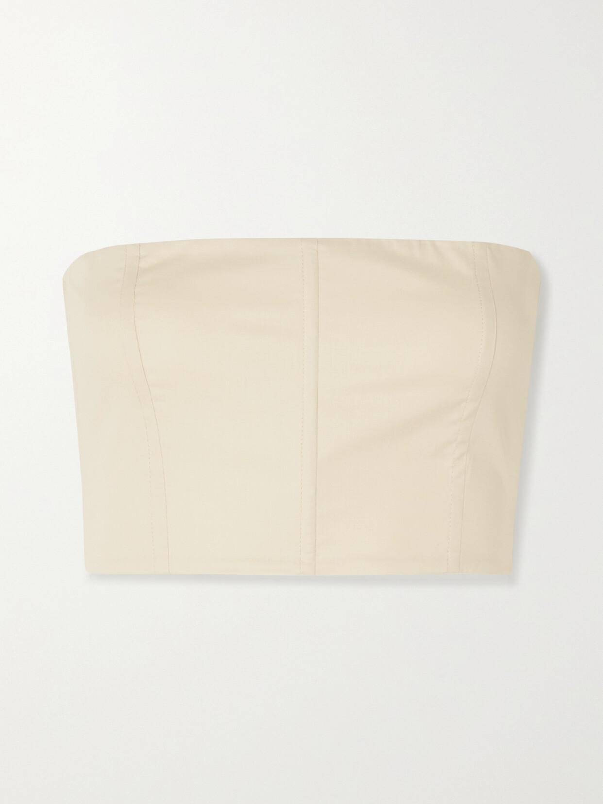 The Row Hilde Strapless Cropped Cotton-poplin Bustier Top In Ecru