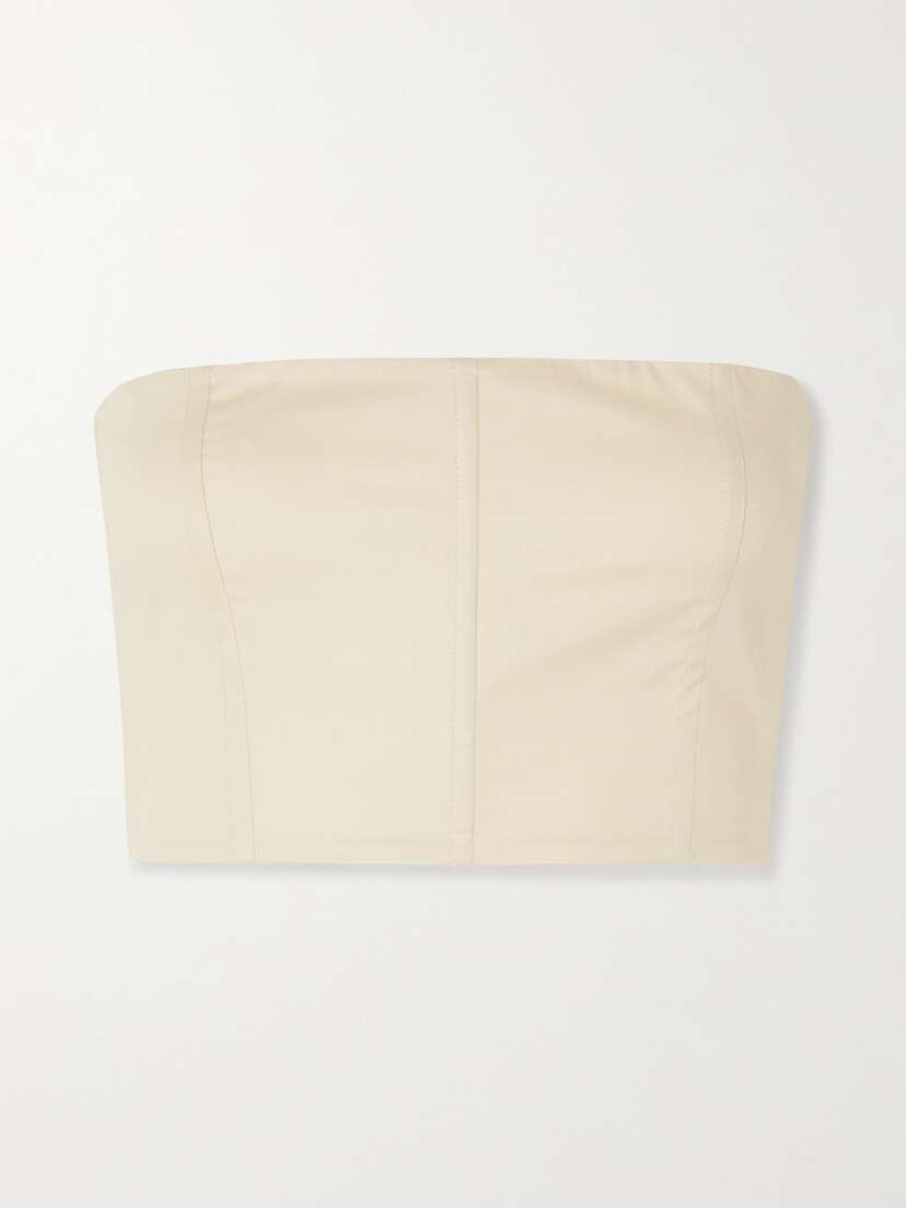 The Row — Hilde strapless cropped cotton-poplin bustier top