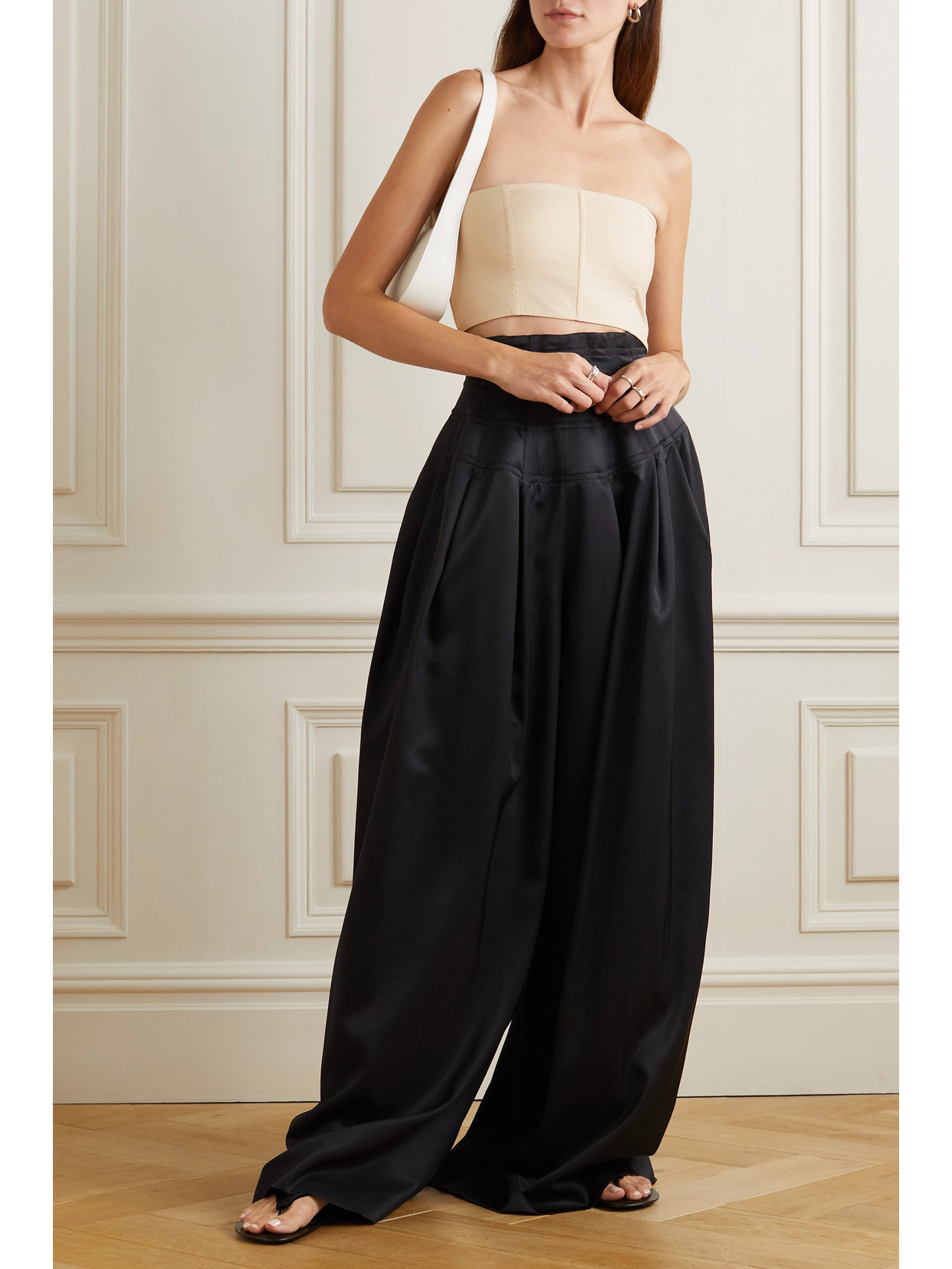 The Row Hilde Strapless Cropped Cotton-poplin Bustier Top In Ecru