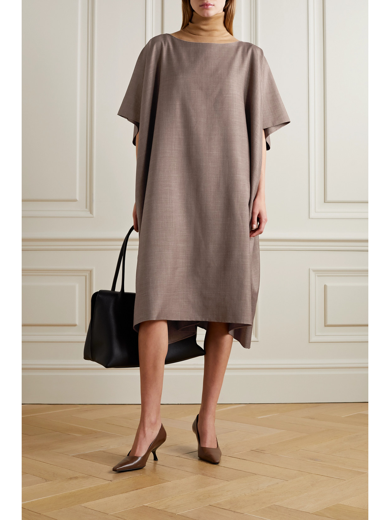 Shop The Row Janita Wool-blend Midi Dress In Brown