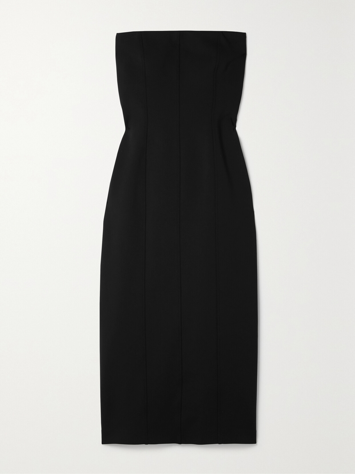 The Row Melonia Strapless Wool-blend Midi Dress - Black