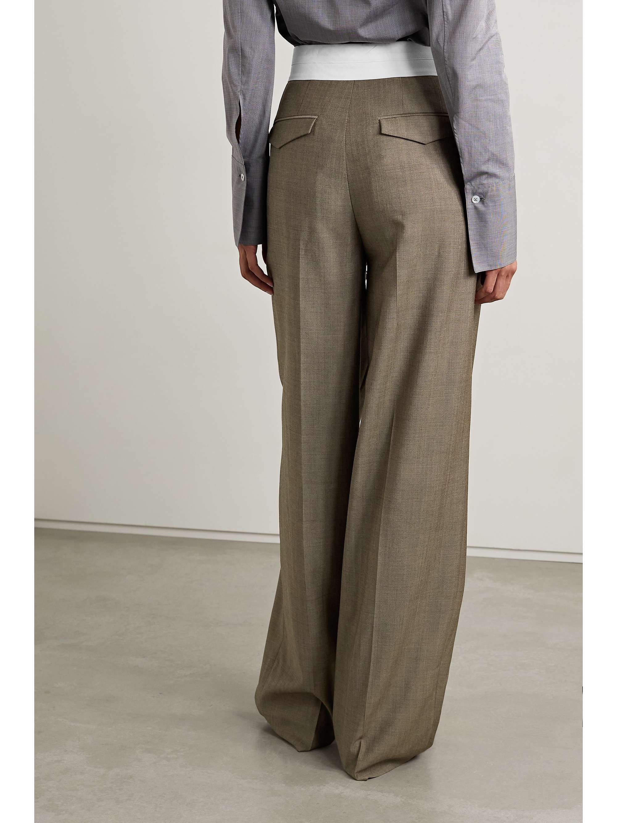 THE ROW Milla two-tone pleated wool and mohair-blend straight-leg pants