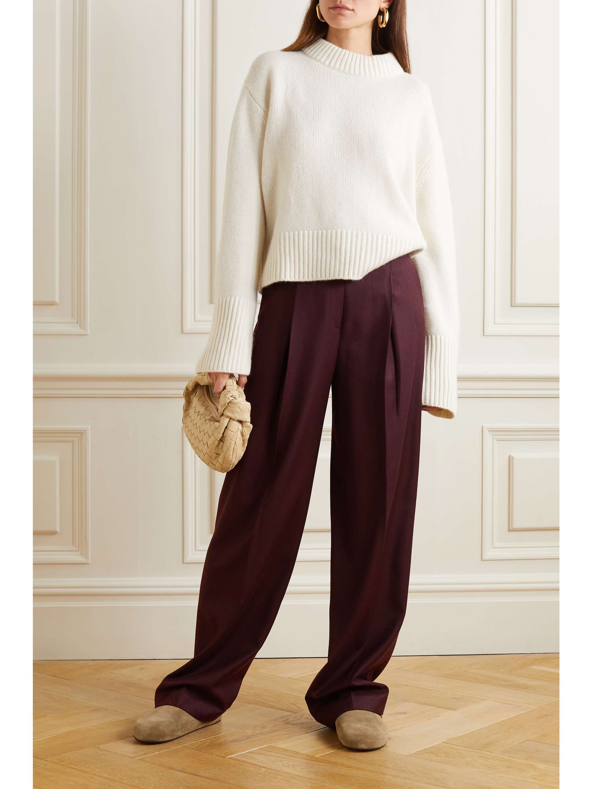 THEORY Pleated wool straightleg pants NETAPORTER