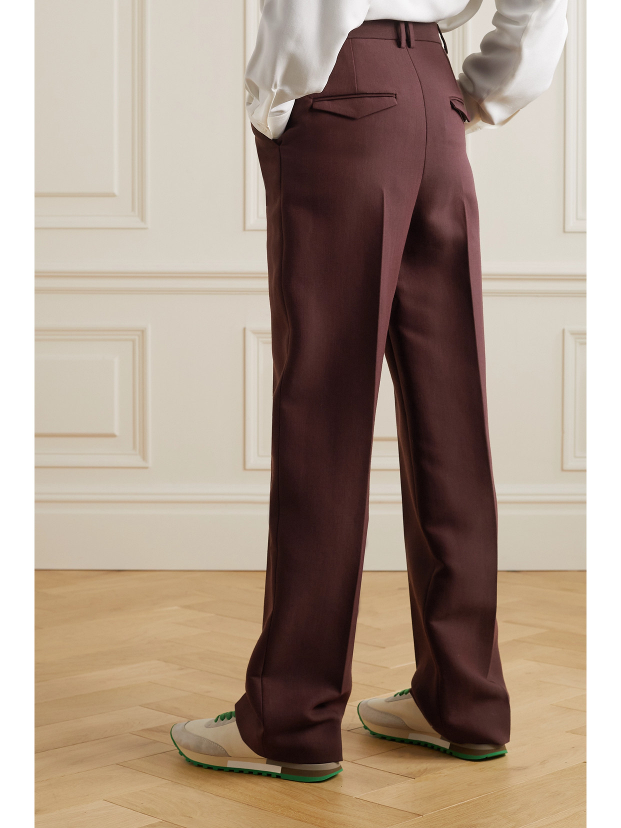 Shop The Row Ackerin Wool And Silk-blend Wide-leg Pants In Burgundy