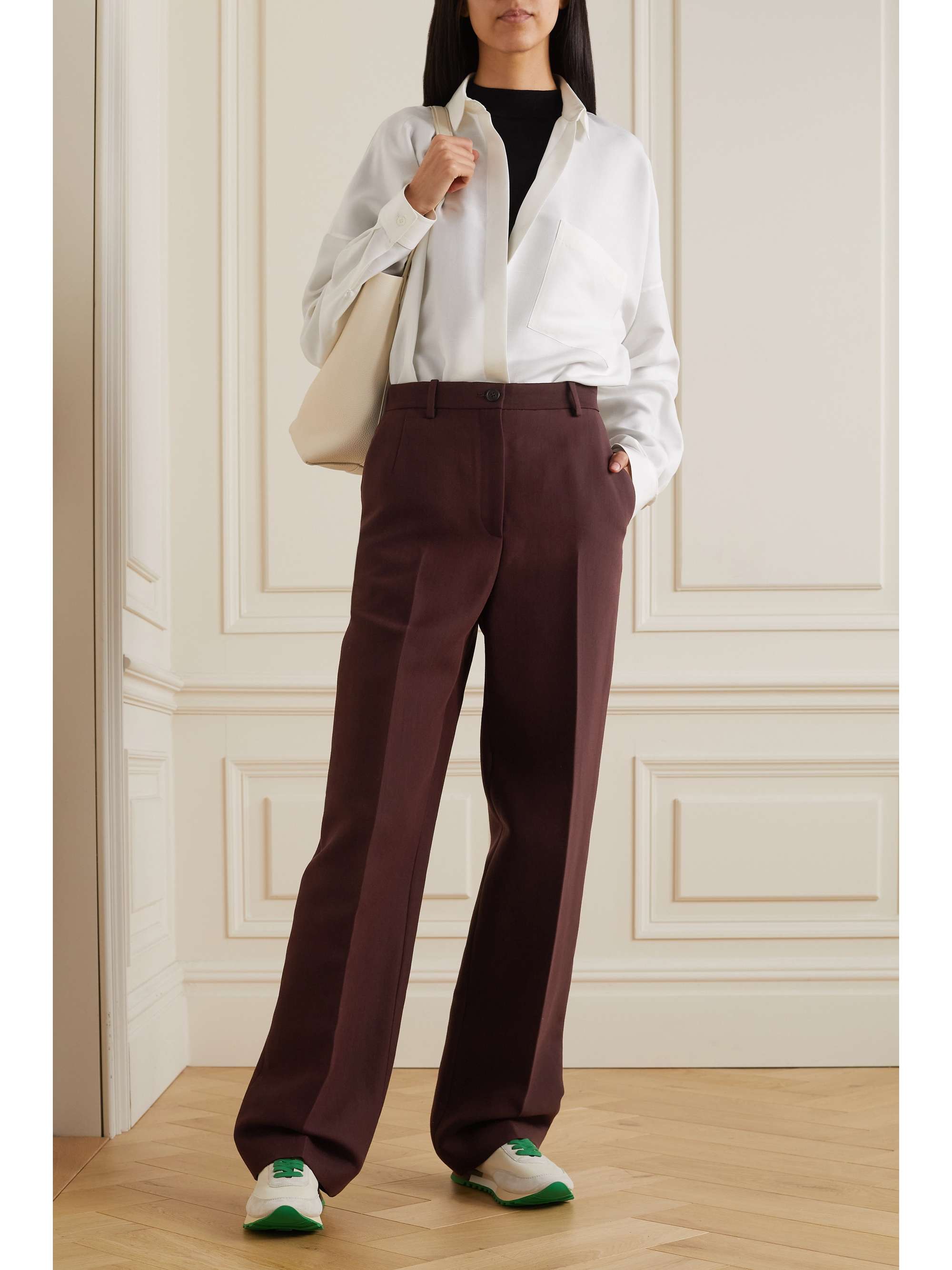 THE ROW Ackerin wool and silk-blend wide-leg pants